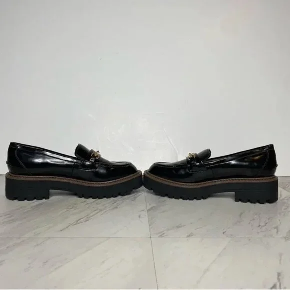 Sam Edelman Laurs Lug Sole Black Faux Leather Loafer 6 1/2 M - Picture 3 of 8
